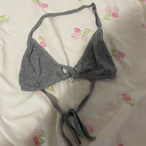 Gray Ribbed Triangle Bralette